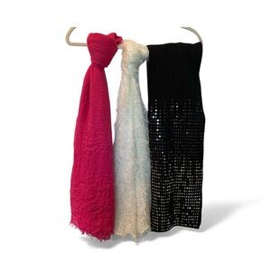 Women's Scarf Set - Pink, White, and Black